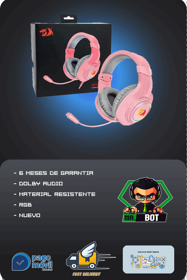 Auriculares Red Hylas Rosa h260p RGB