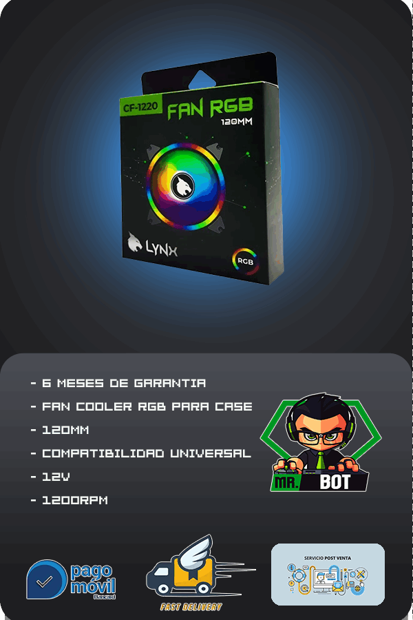 Fan Disipador de calor  Lynx 12x12 RGB